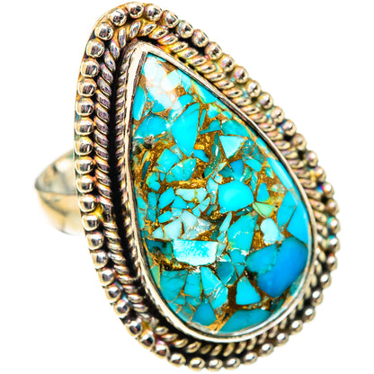 Blue Copper Composite Turquoise Rings handcrafted by Ana Silver Co - RING124792 - Photo 2
