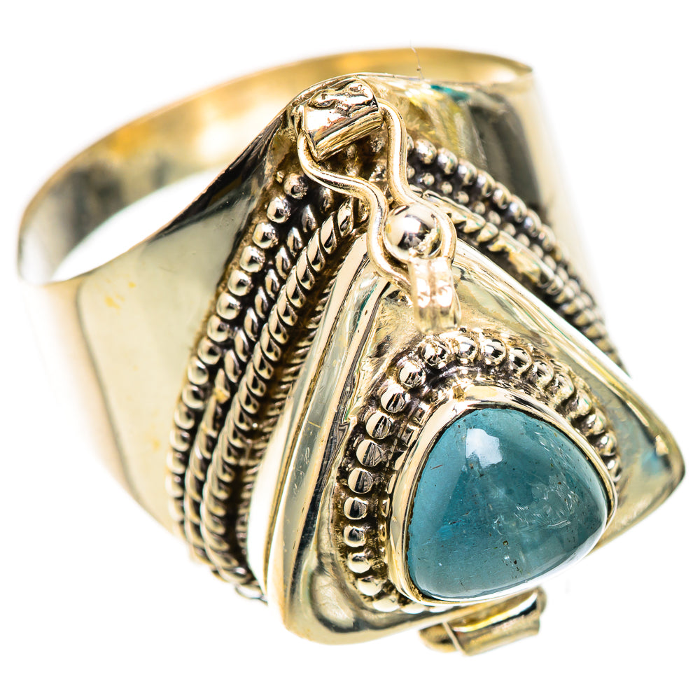 Sterling silver ring with oval aquamarine cabochon, raised setting and rope detailing