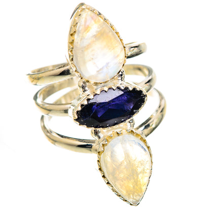 Rainbow Moonstone Rings handcrafted by Ana Silver Co - RING125002 - Photo 2