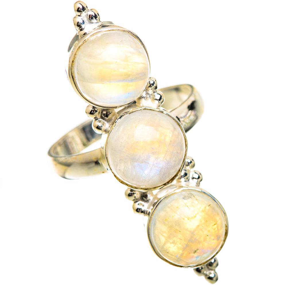 Rainbow Moonstone Rings handcrafted by Ana Silver Co - RING125005 - Photo 2