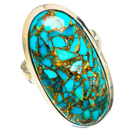Blue Copper Composite Turquoise Rings handcrafted by Ana Silver Co - RING125013 - Photo 2