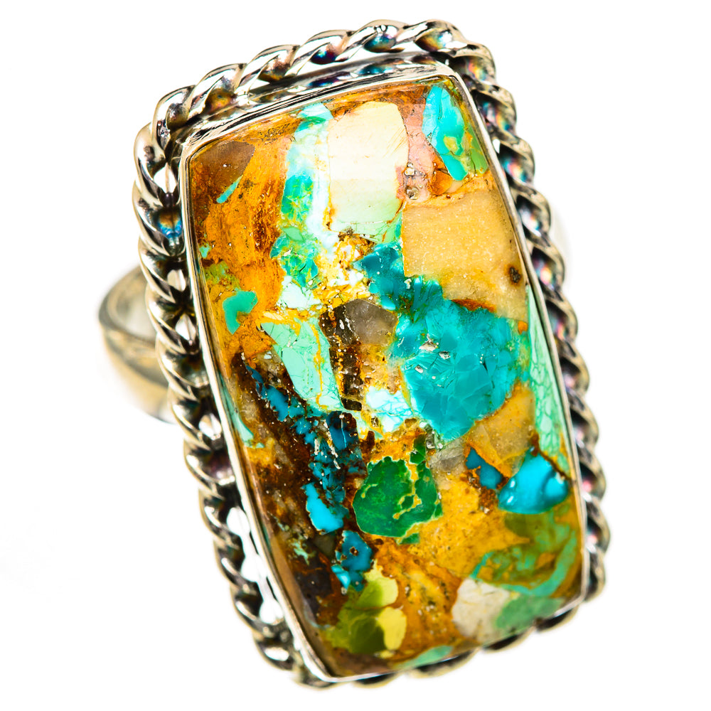 Blue Copper Composite Turquoise Rings handcrafted by Ana Silver Co - RING125015 - Photo 2