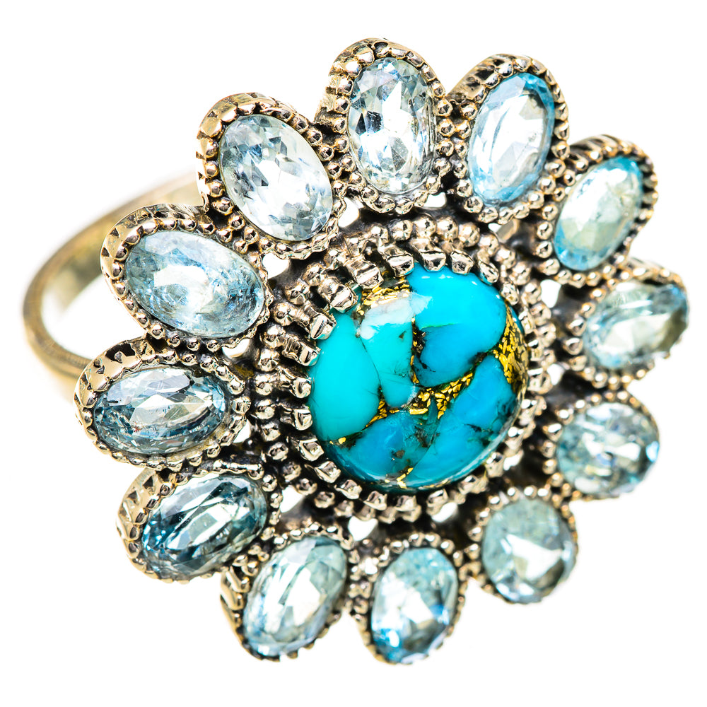 Blue Copper Composite Turquoise Rings handcrafted by Ana Silver Co - RING125026 - Photo 2