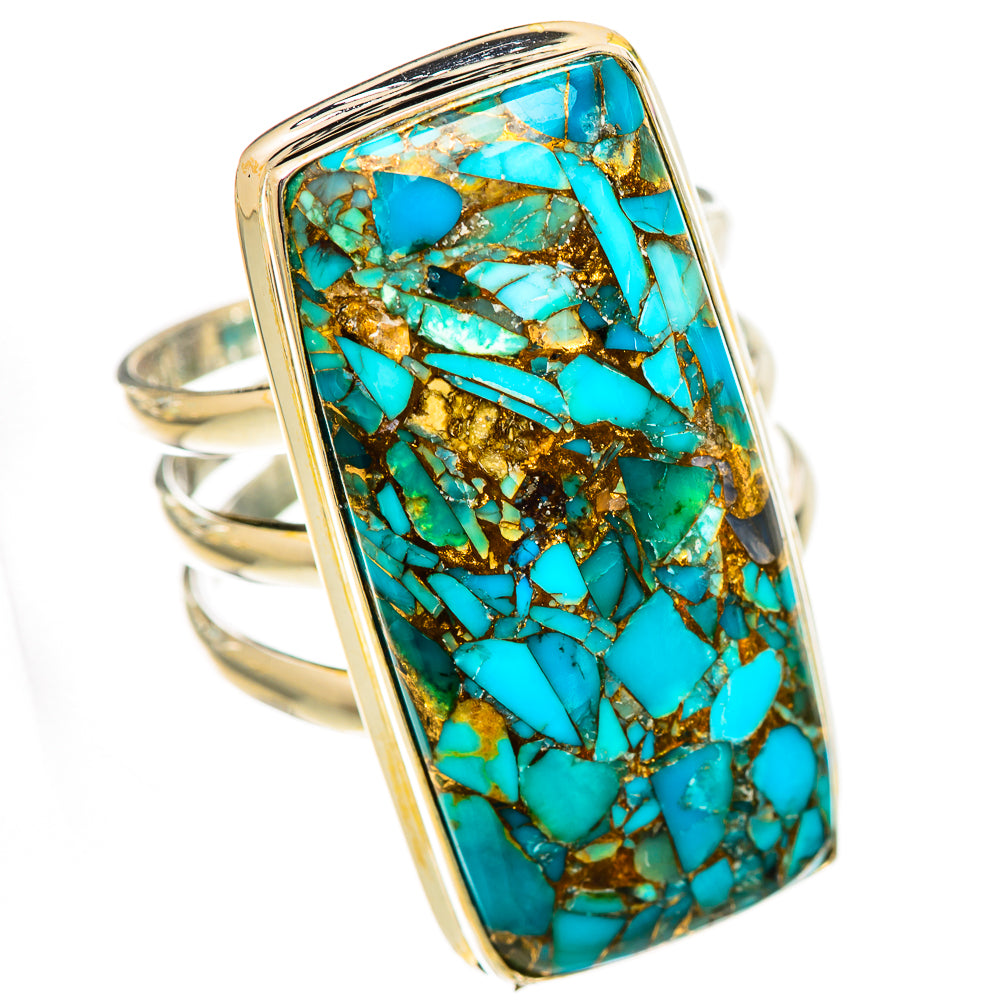 Blue Copper Composite Turquoise Rings handcrafted by Ana Silver Co - RING125044 - Photo 2