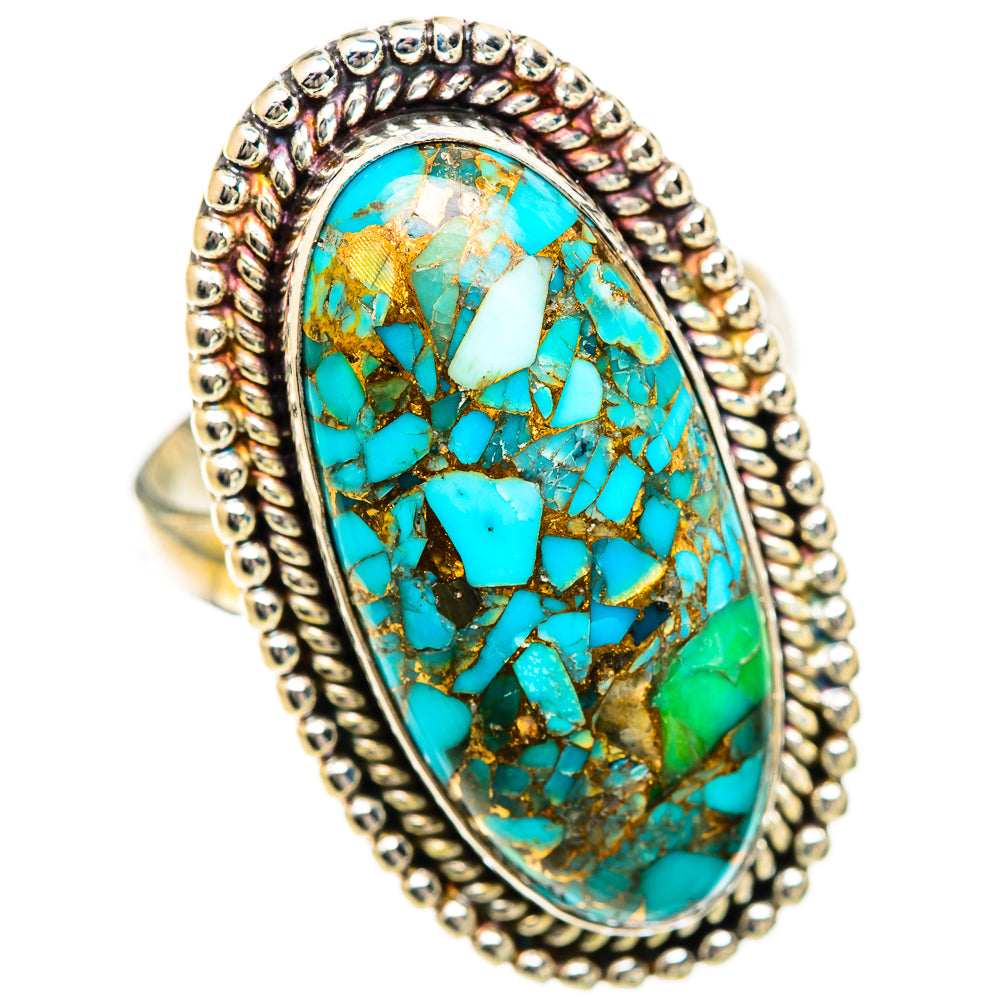 Blue Copper Composite Turquoise Rings handcrafted by Ana Silver Co - RING125050 - Photo 2
