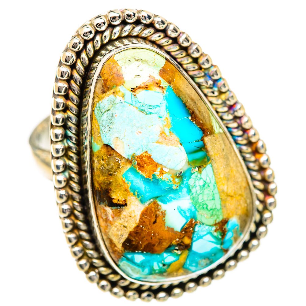 Blue Copper Composite Turquoise Rings handcrafted by Ana Silver Co - RING125051 - Photo 2
