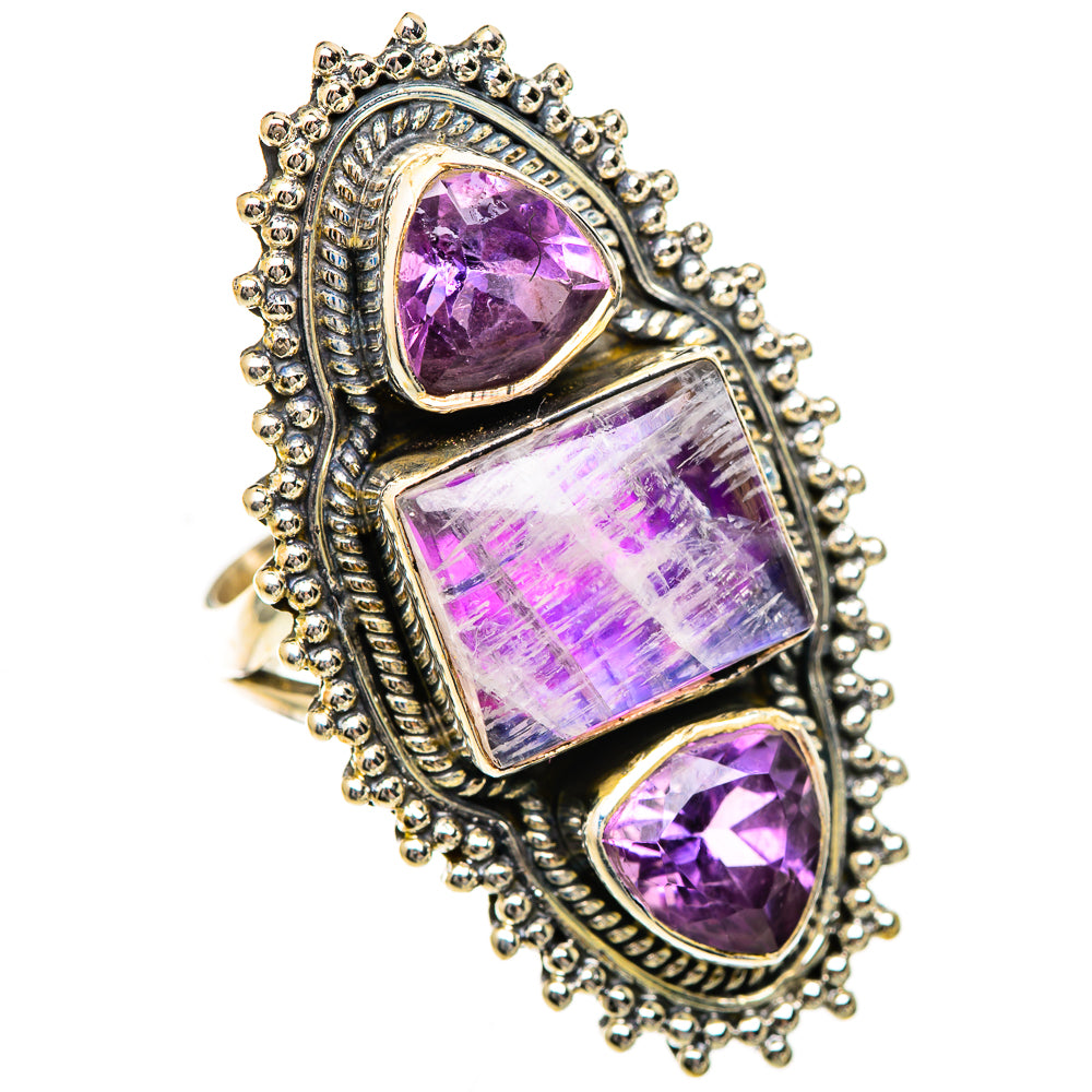 Rainbow Moonstone Rings handcrafted by Ana Silver Co - RING125055 - Photo 2