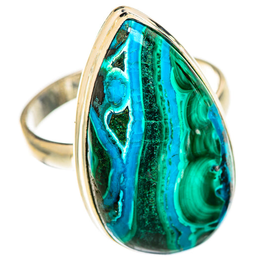 Malachite In Chrysocolla Rings handcrafted by Ana Silver Co - RING125064 - Photo 2