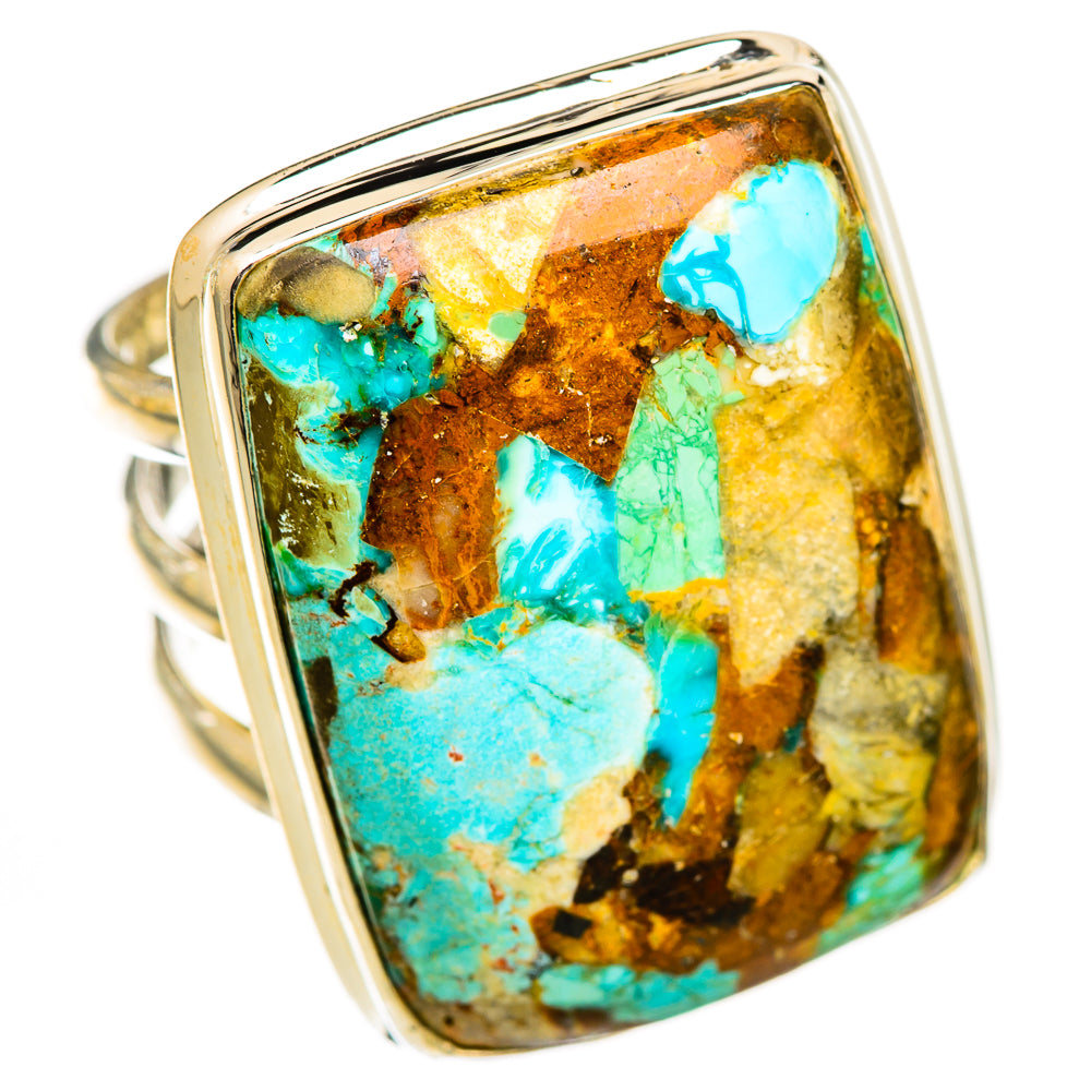 Blue Copper Composite Turquoise Rings handcrafted by Ana Silver Co - RING125081 - Photo 2