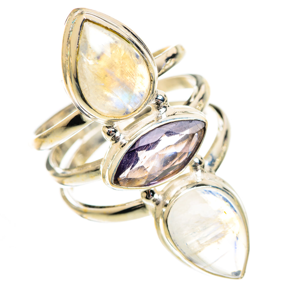 Rainbow Moonstone Rings handcrafted by Ana Silver Co - RING125083 - Photo 2