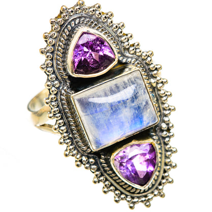 Rainbow Moonstone Rings handcrafted by Ana Silver Co - RING125084 - Photo 2