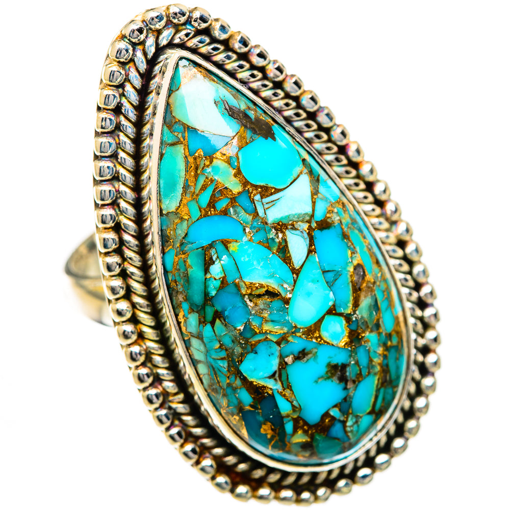 Blue Copper Composite Turquoise Rings handcrafted by Ana Silver Co - RING125096 - Photo 2