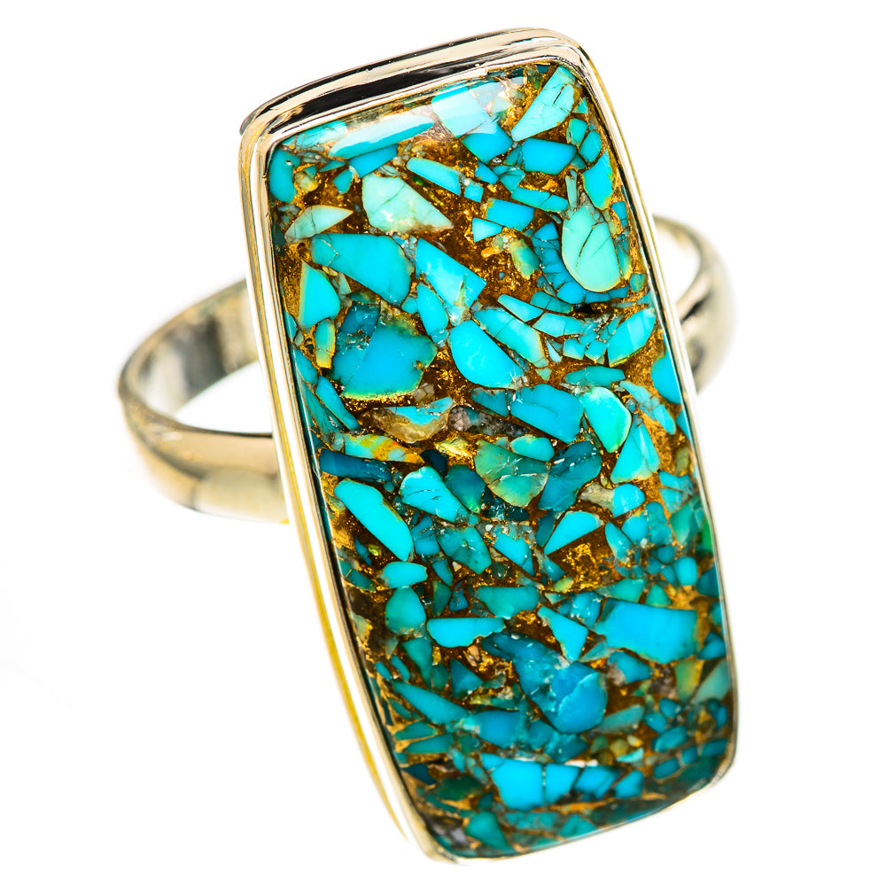 Blue Copper Composite Turquoise Rings handcrafted by Ana Silver Co - RING125097 - Photo 2