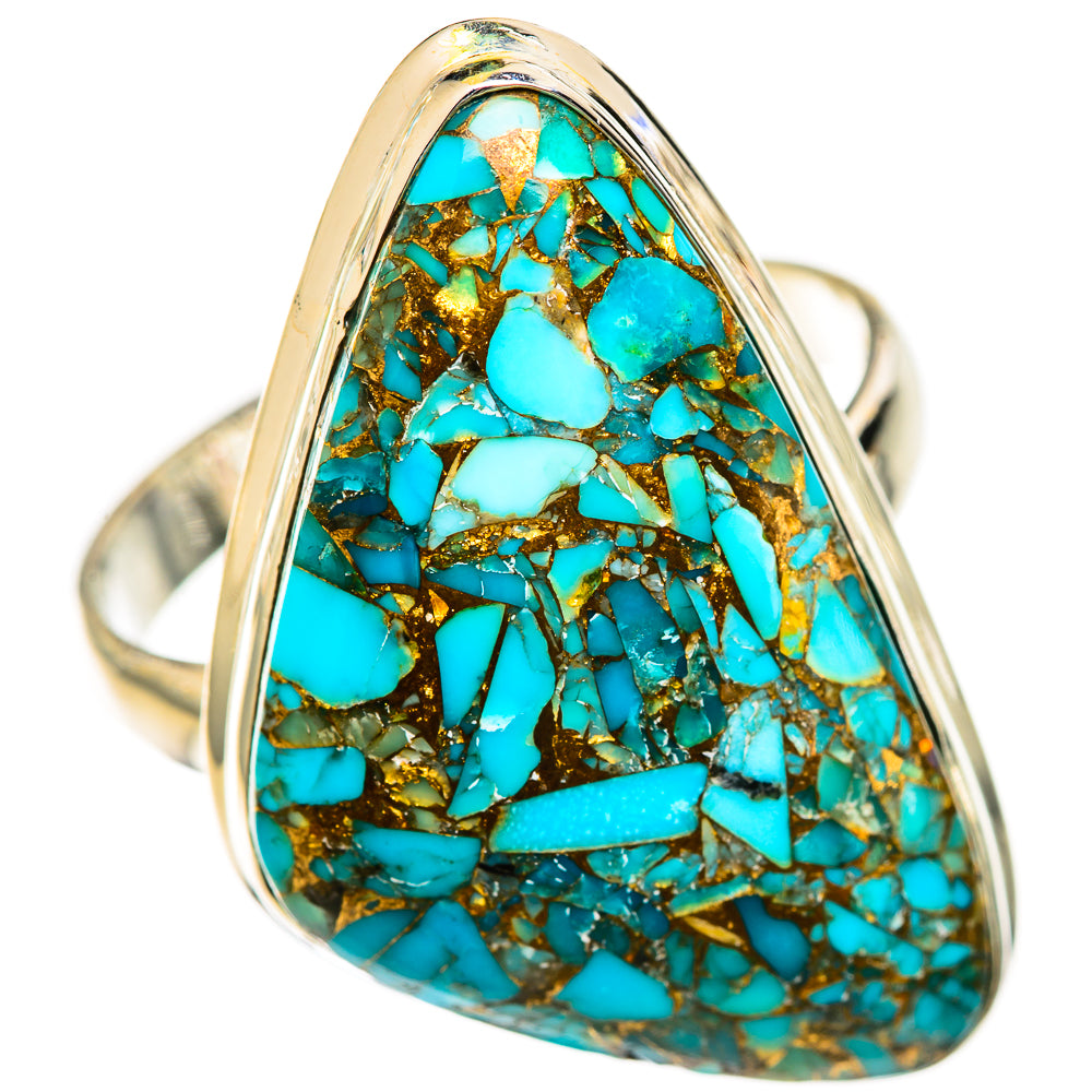 Blue Copper Composite Turquoise Rings handcrafted by Ana Silver Co - RING125102 - Photo 2