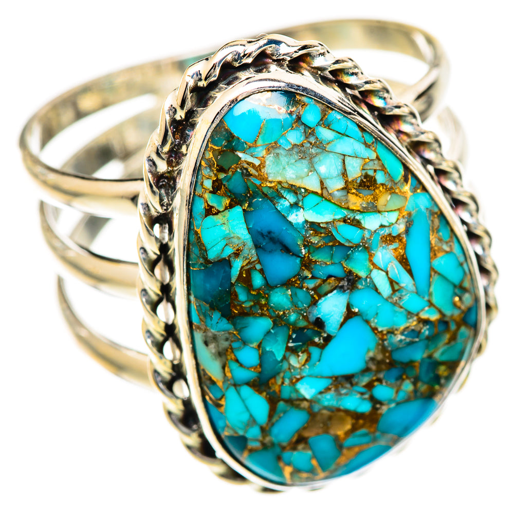 Blue Copper Composite Turquoise Rings handcrafted by Ana Silver Co - RING125103 - Photo 2