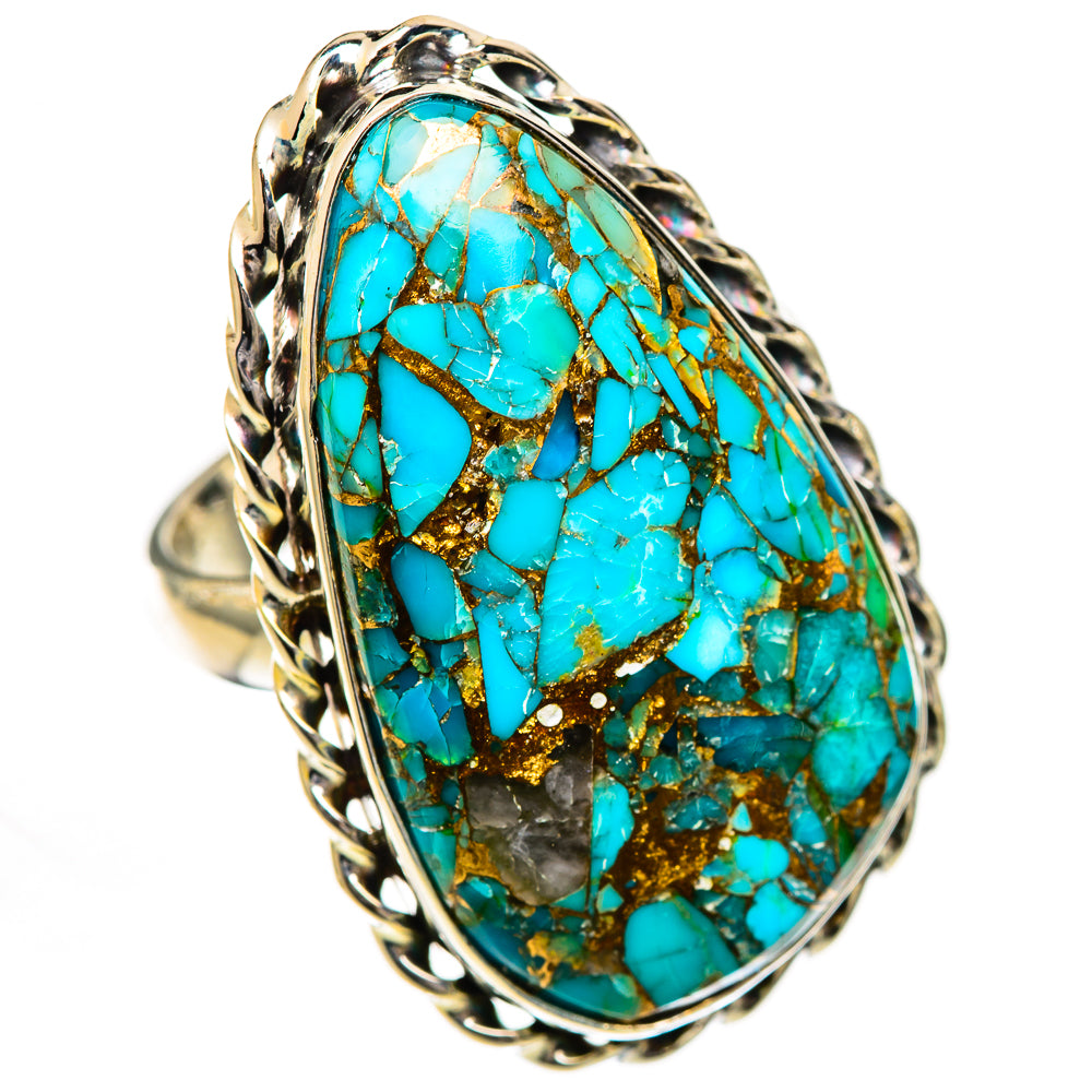Blue Copper Composite Turquoise Rings handcrafted by Ana Silver Co - RING125117 - Photo 2
