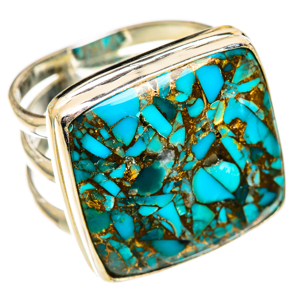 Blue Copper Composite Turquoise Rings handcrafted by Ana Silver Co - RING125119 - Photo 2