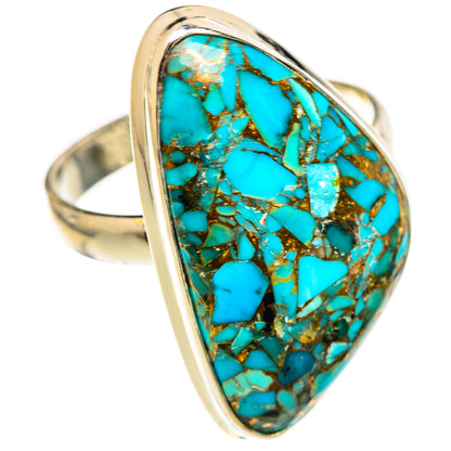 Blue Copper Composite Turquoise Rings handcrafted by Ana Silver Co - RING125122 - Photo 2