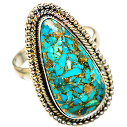 Blue Copper Composite Turquoise Rings handcrafted by Ana Silver Co - RING125126 - Photo 2