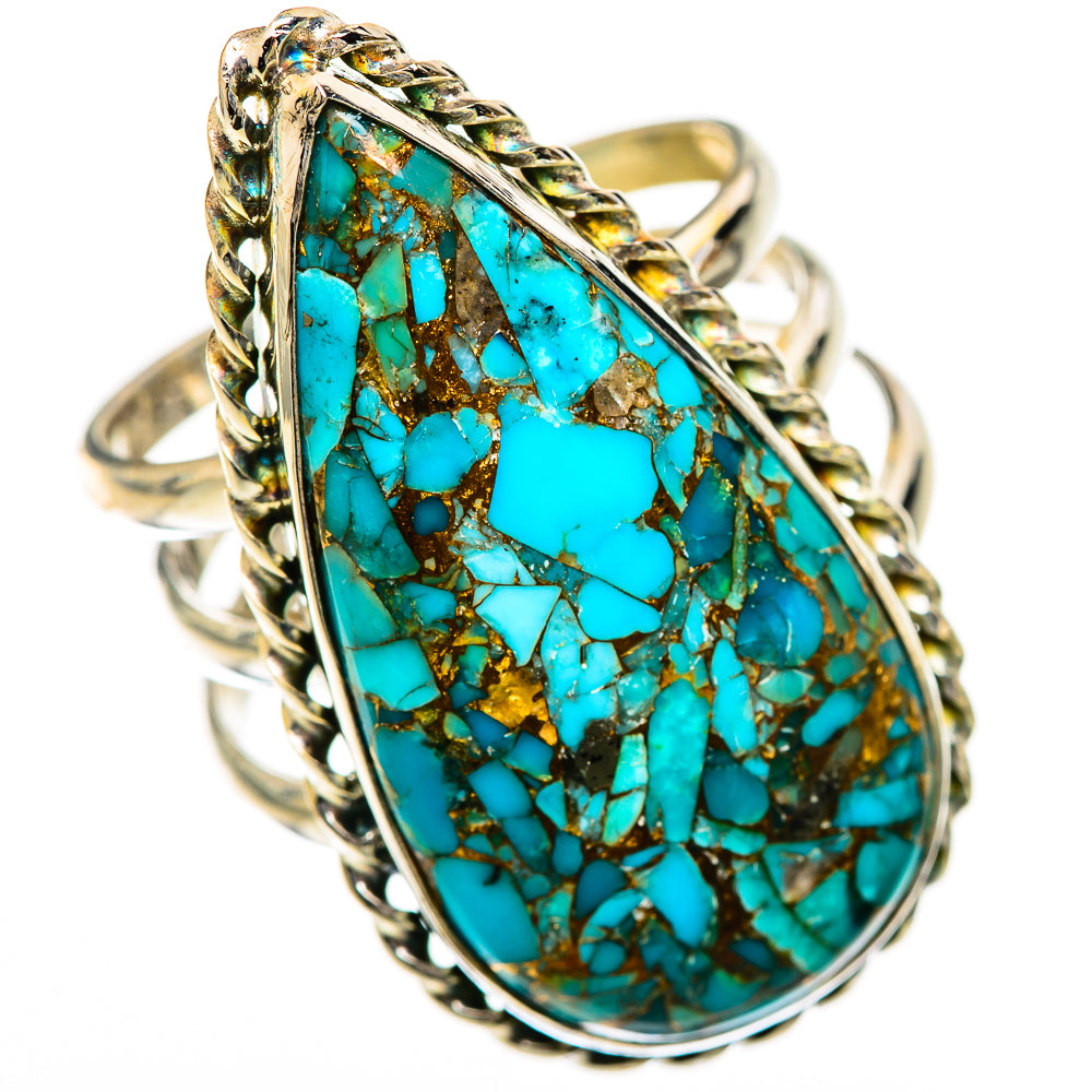 Blue Copper Composite Turquoise Rings handcrafted by Ana Silver Co - RING125141 - Photo 2