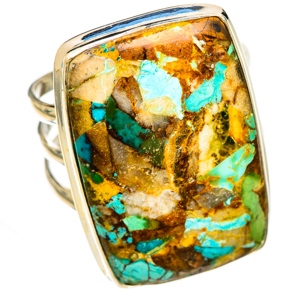 Blue Copper Composite Turquoise Rings handcrafted by Ana Silver Co - RING125142 - Photo 2