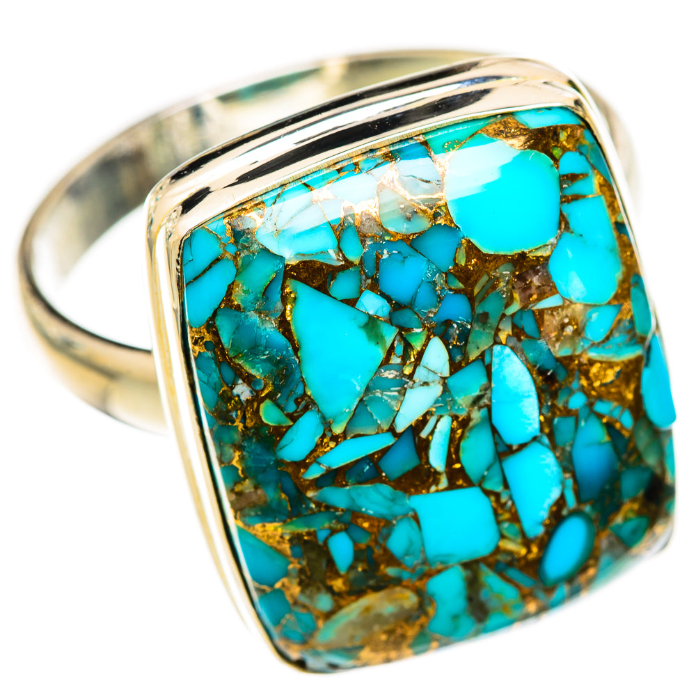 Blue Copper Composite Turquoise Rings handcrafted by Ana Silver Co - RING125146 - Photo 2