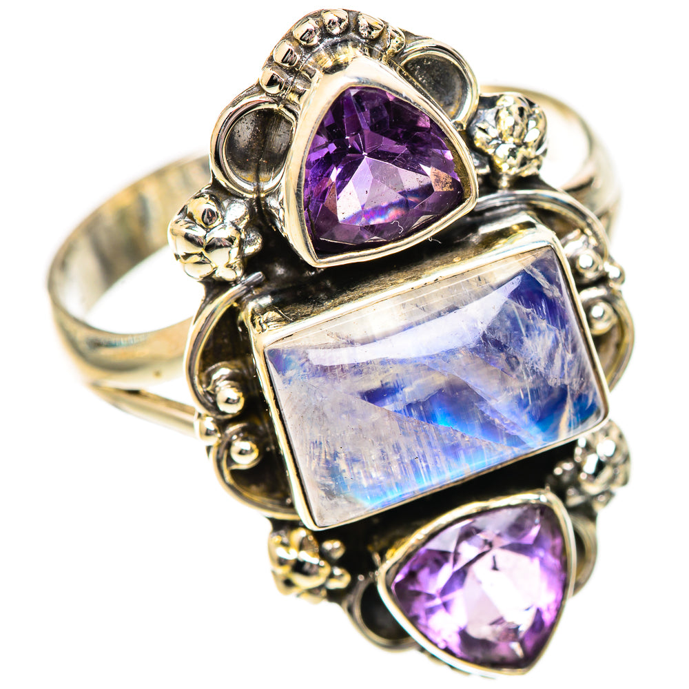 Rainbow Moonstone Rings handcrafted by Ana Silver Co - RING125193 - Photo 2