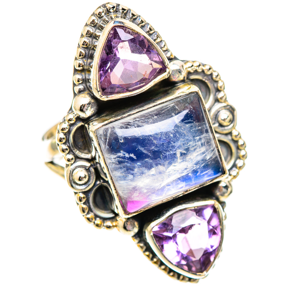 Rainbow Moonstone Rings handcrafted by Ana Silver Co - RING125261 - Photo 2