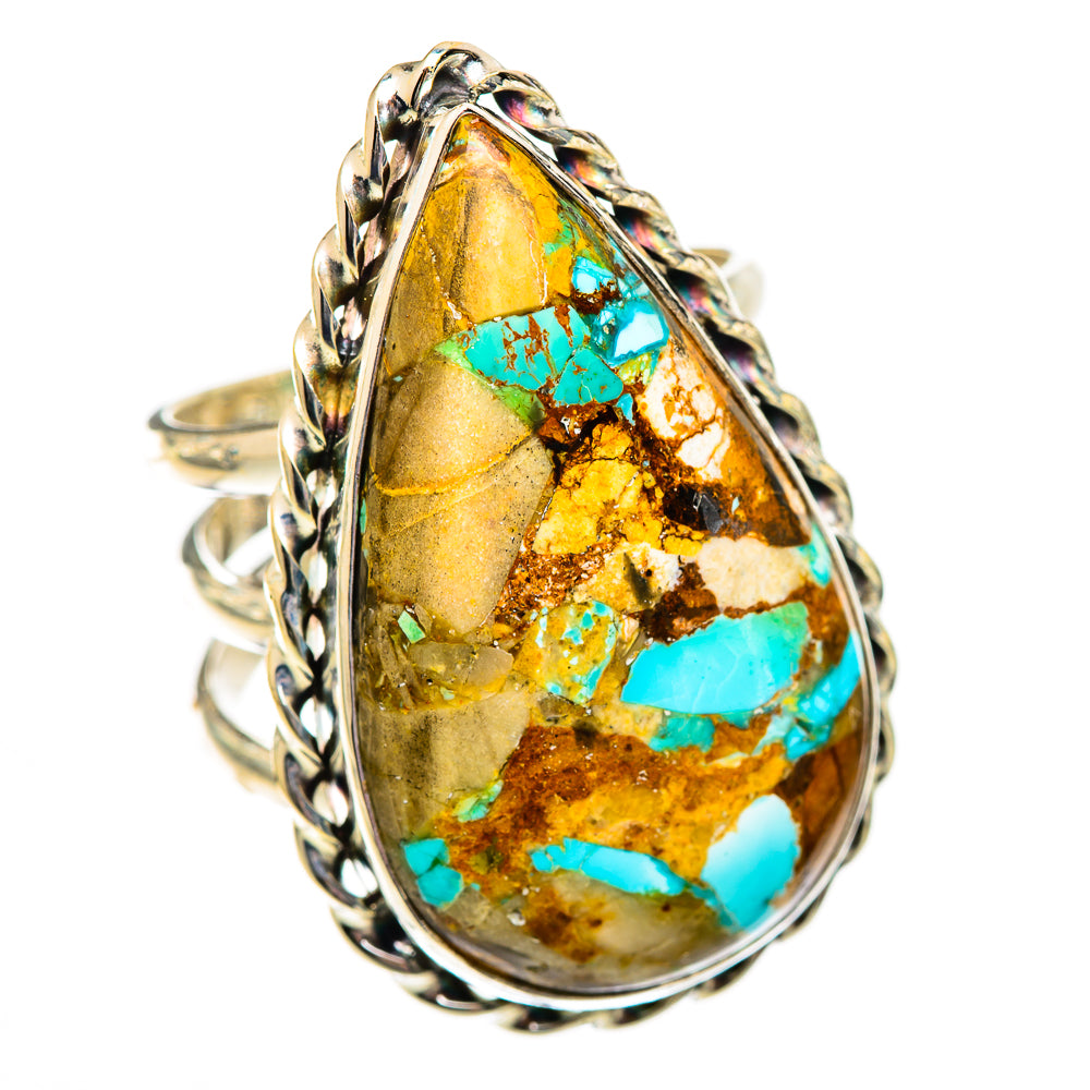 Blue Copper Composite Turquoise Rings handcrafted by Ana Silver Co - RING125300 - Photo 2