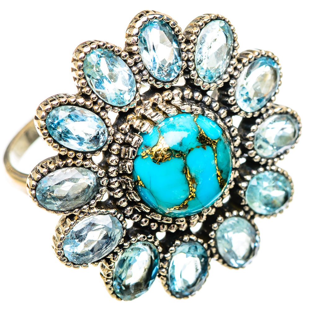 Blue Copper Composite Turquoise Rings handcrafted by Ana Silver Co - RING125301 - Photo 2