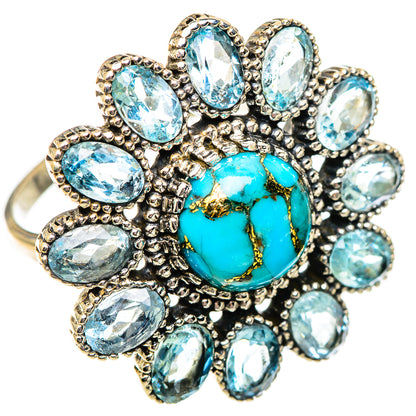 Blue Copper Composite Turquoise Rings handcrafted by Ana Silver Co - RING125301 - Photo 2