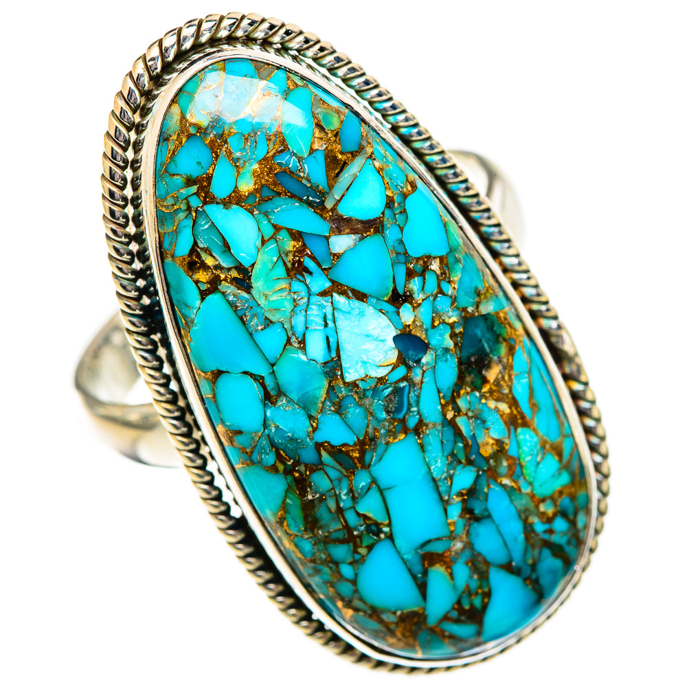 Blue Copper Composite Turquoise Rings handcrafted by Ana Silver Co - RING125306 - Photo 2