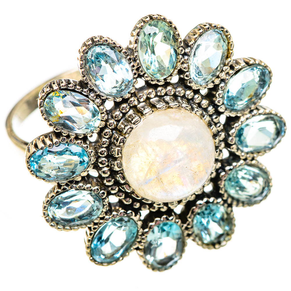 Rainbow Moonstone Rings handcrafted by Ana Silver Co - RING125307 - Photo 2