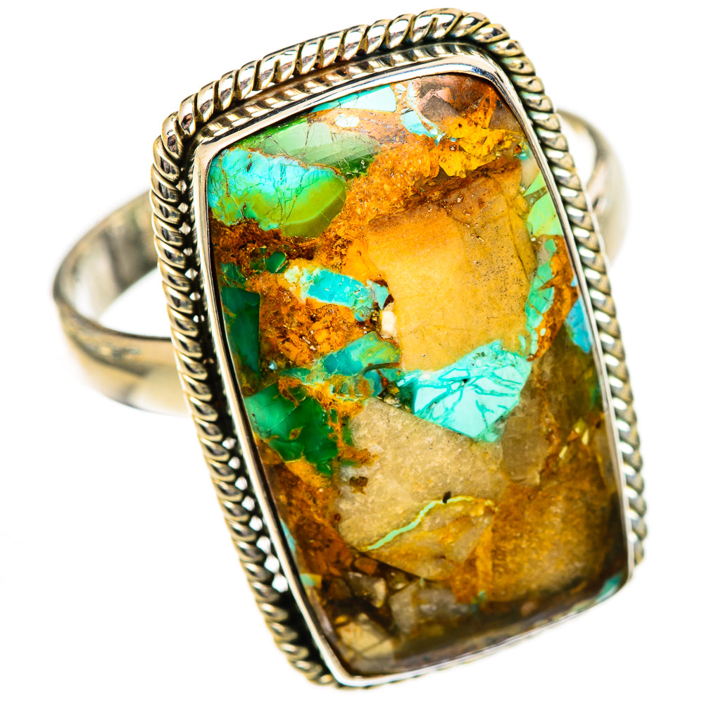 Blue Copper Composite Turquoise Rings handcrafted by Ana Silver Co - RING125311 - Photo 2