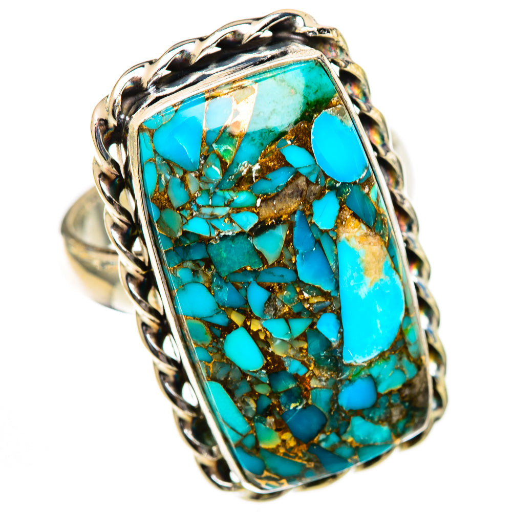 Blue Copper Composite Turquoise Rings handcrafted by Ana Silver Co - RING125338 - Photo 2