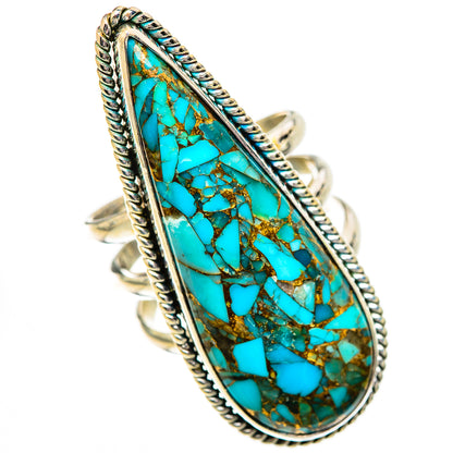 Blue Copper Composite Turquoise Rings handcrafted by Ana Silver Co - RING125342 - Photo 2