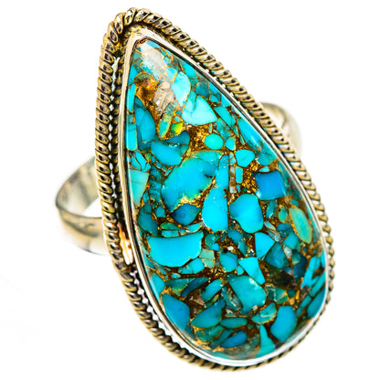 Blue Copper Composite Turquoise Rings handcrafted by Ana Silver Co - RING125367 - Photo 2