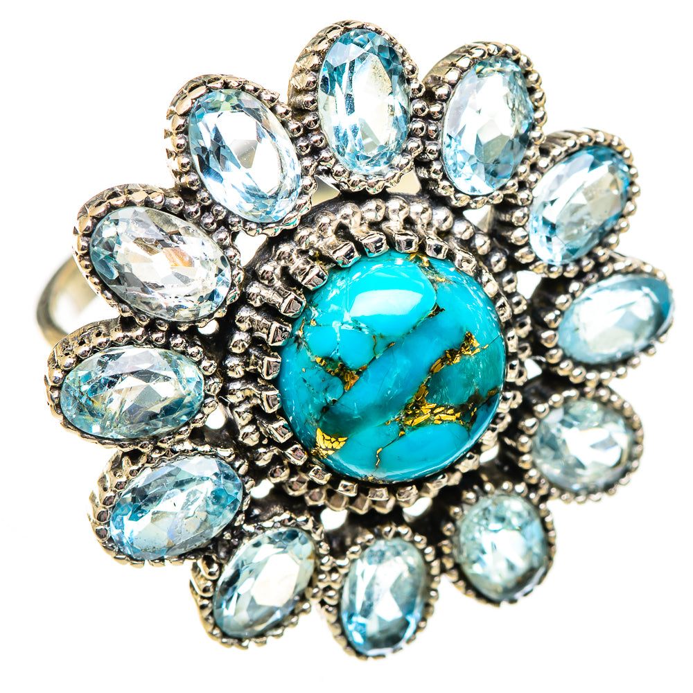Blue Copper Composite Turquoise Rings handcrafted by Ana Silver Co - RING125372 - Photo 2