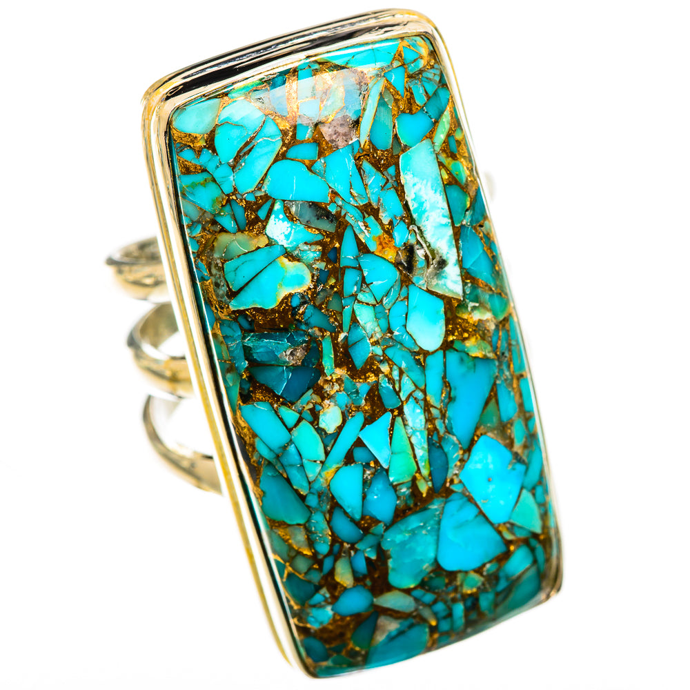 Blue Copper Composite Turquoise Rings handcrafted by Ana Silver Co - RING125374 - Photo 2