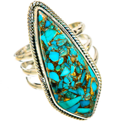 Blue Copper Composite Turquoise Rings handcrafted by Ana Silver Co - RING125377 - Photo 2