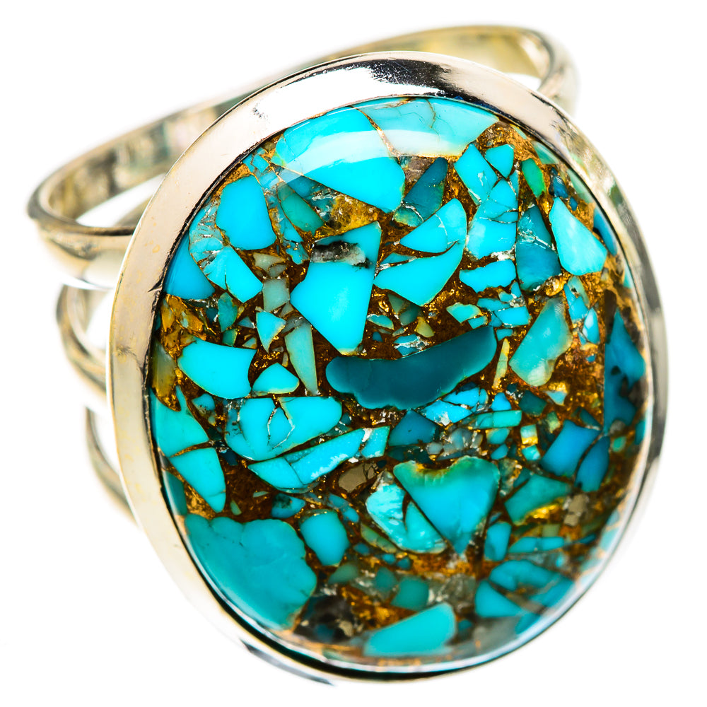 Blue Copper Composite Turquoise Rings handcrafted by Ana Silver Co - RING125393 - Photo 2