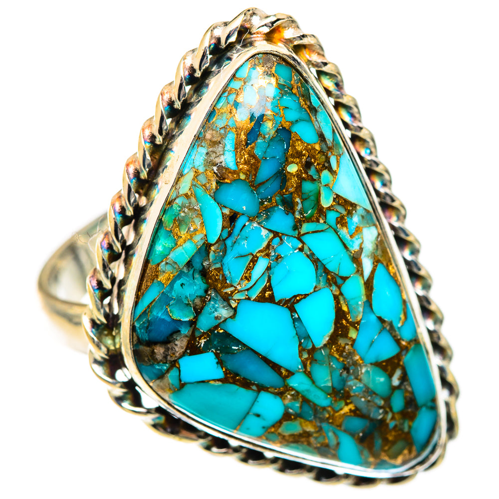 Blue Copper Composite Turquoise Rings handcrafted by Ana Silver Co - RING125466 - Photo 2