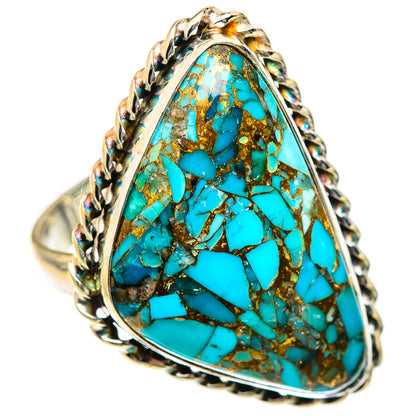 Blue Copper Composite Turquoise Rings handcrafted by Ana Silver Co - RING125466 - Photo 2