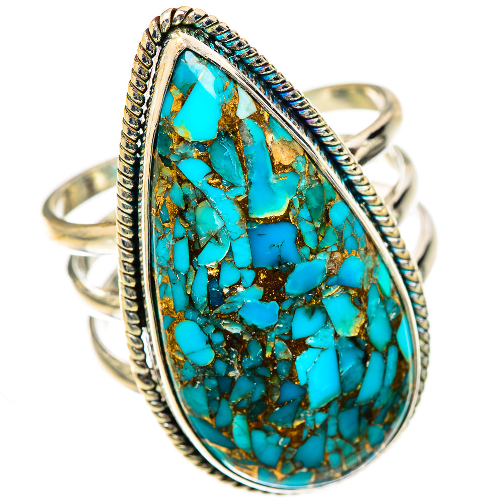 Blue Copper Composite Turquoise Rings handcrafted by Ana Silver Co - RING125476 - Photo 2