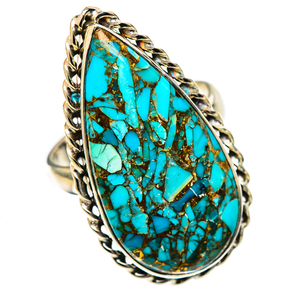 Blue Copper Composite Turquoise Rings handcrafted by Ana Silver Co - RING125496 - Photo 2