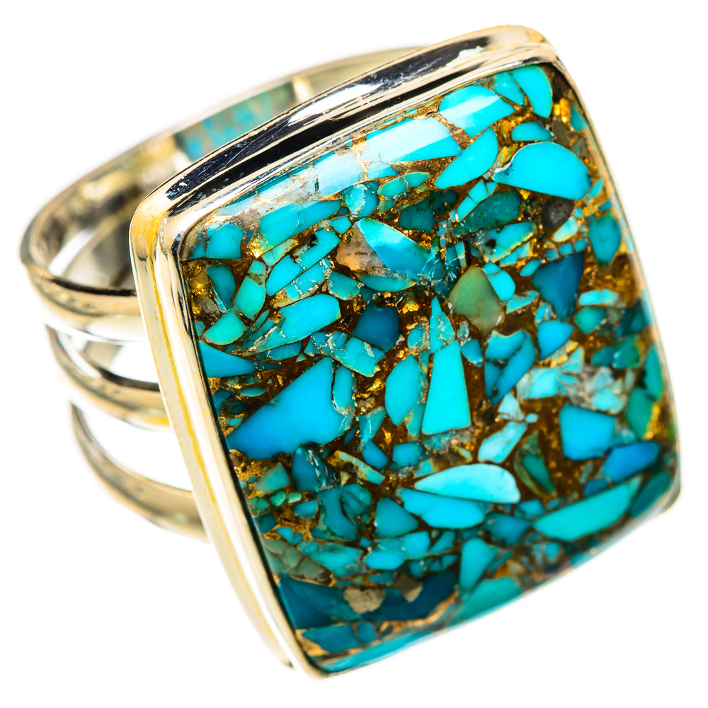 Blue Copper Composite Turquoise Rings handcrafted by Ana Silver Co - RING125500 - Photo 2