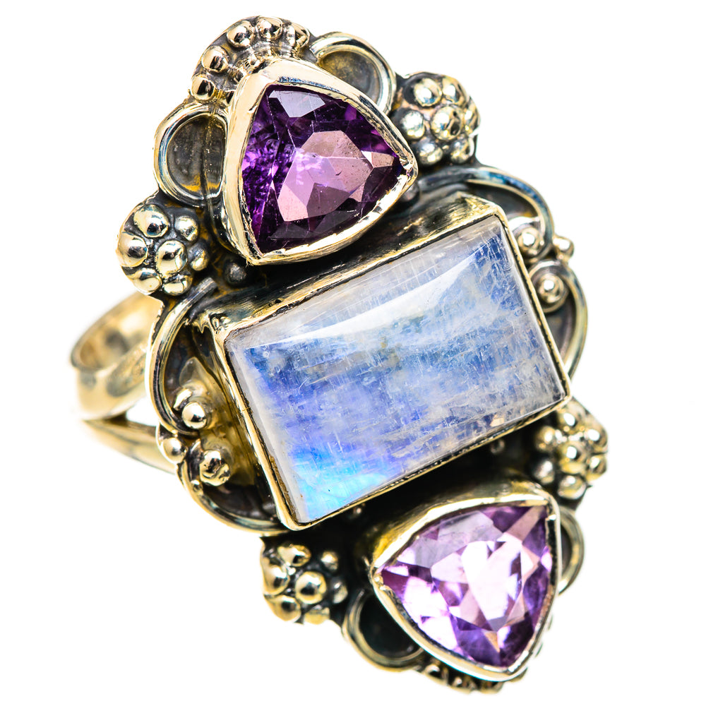 Rainbow Moonstone Rings handcrafted by Ana Silver Co - RING125503 - Photo 2