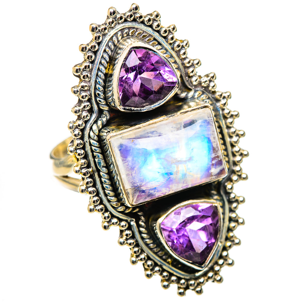 Rainbow Moonstone Rings handcrafted by Ana Silver Co - RING125505 - Photo 2