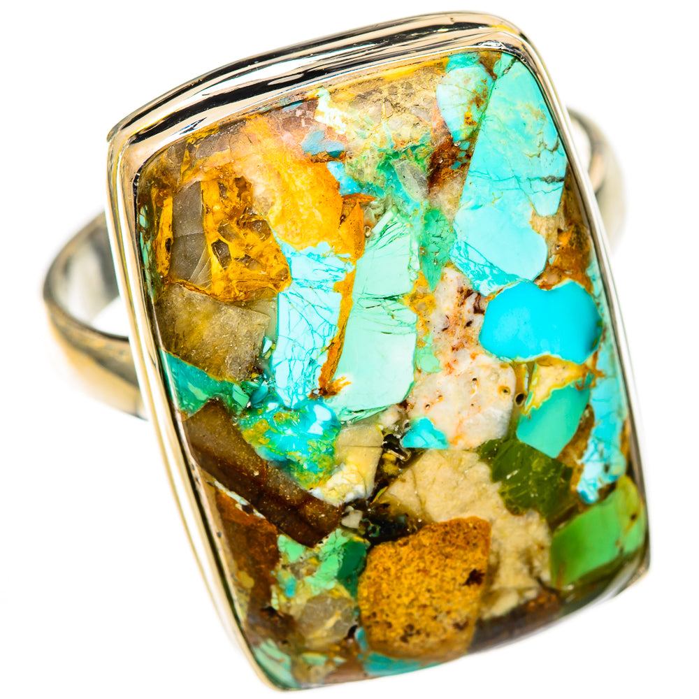 Blue Copper Composite Turquoise Rings handcrafted by Ana Silver Co - RING125513 - Photo 2