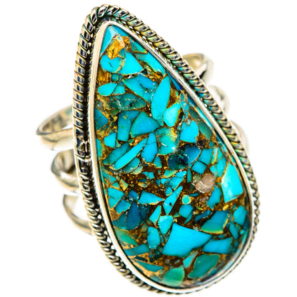 Blue Copper Composite Turquoise Rings handcrafted by Ana Silver Co - RING125515 - Photo 2